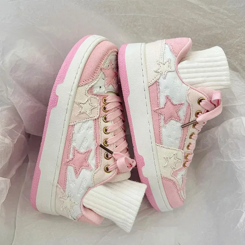 Vista 5 de abstep Zapatillas deportivas para mujer con patrón de estrellas y cordones delanteros