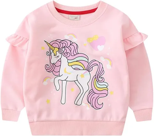 Vista 2 de Sudaderas casuales de manga larga para niñas pequeñas, suéter de cuello redondo, camisas de invierno para niños pequeños, ropa de 2-7T