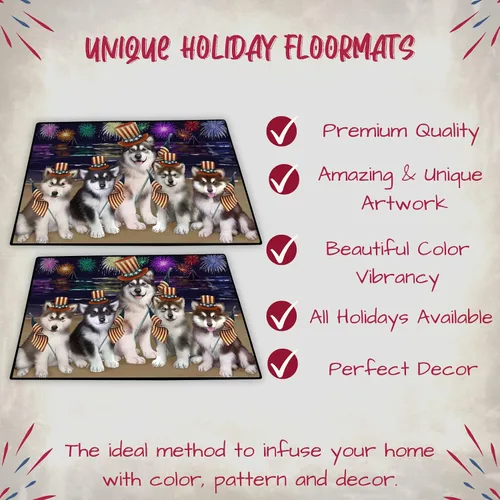 Vista 3 de Doggie of the Day Alaskan Malamute Dogs Floor Mat - 4th of July Independence Day - Best Dog Doormat - Protector Decor - Unique Portrait Art