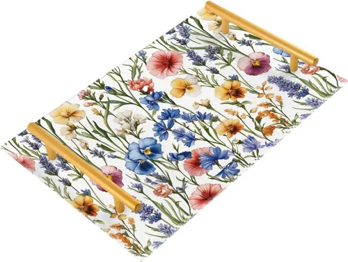 Vista 10 de Flowers Daffodils Snapdragon Iris Orange Tray for Bathroom Paper Towel Tray Desk Drawer Organizer for Sink