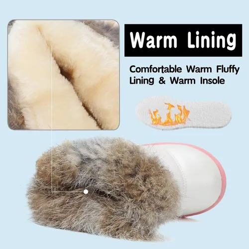 Vista 3 de CIOR - Botas de nieve para niños y niñas, botas cálidas para invierno con botón, calzado para exteriores