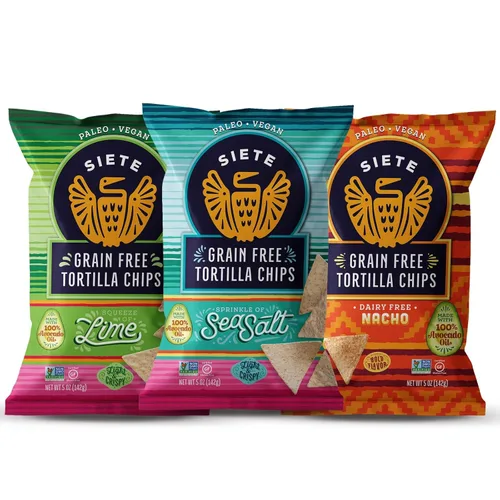 Vista 10 de Siete Chips de tortilla sin granos, sin gluten, aprobados por Whole30, paleo, vegano, sin OMG, chips de inmersión, 5 onzas (paquete de 3)