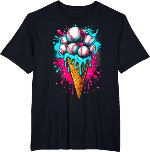 Vista 30 de Camiseta de béisbol de acuarela de helado de béisbol