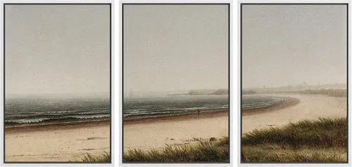 Vista 98 de Ashbrook Set de Arte de Pared en Lienzo Enmarcado, Naturaleza, Horizonte de Playa Nebulosa, Ilustraciones de Área Silvestre, Bellas Artes, Paisaje