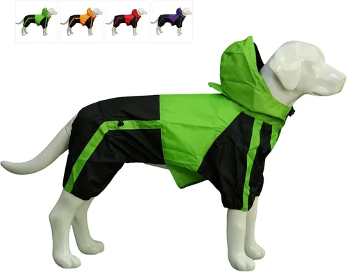 Vista 27 de Ropa para mascotas, abrigo impermeable de nailon para mascotas, chaqueta de lluvia adorable con capucha perfecta para razas de perros pequeños, Verde