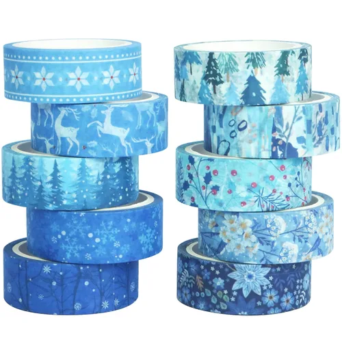 Vista 10 de YUBBAEX 10 Rollos Juego de Cinta Washi de Cuatro Estaciones Hierba Verde y Flores Cintas Decorativas de Enmascarar (Primavera)