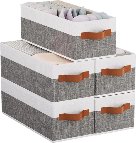 Vista 16 de Contenedor de almacenamiento con asas dobles, canasta beige, 15 x 6