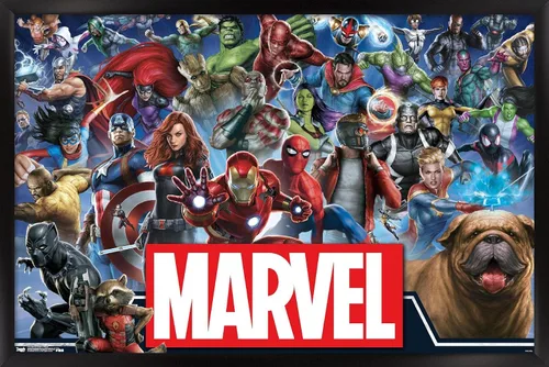 Vista 9 de Trends International Marvel Comics - Póster de pared de héroes del universo Marvel, 14.725 x 22.375 pulgadas, versión enmarcada de madera de granero