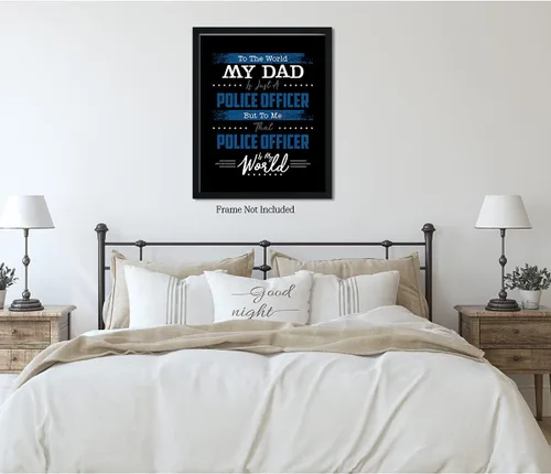 Vista 4 de To The World My Dad - Law Enforcement Prints - Police Officer Gifts from Son or Daughter - Police Hero Gift - Police Officer Wall Decor - Child Gift