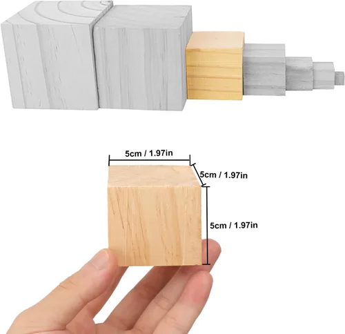 Vista 2 de 80 cubos de madera de alta calidad de 2 pulgadas, cubos de madera de pino natural para manualidades, bloques de madera listos para proyectos