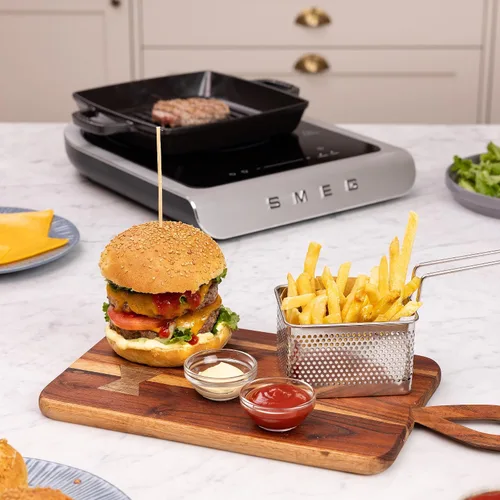 Vista 4 de SMEG Cocina de inducción portátil de 1800 W - Colección Collezione Placa de inducción de un solo quemador con sonda, 9 niveles de potencia + Negro