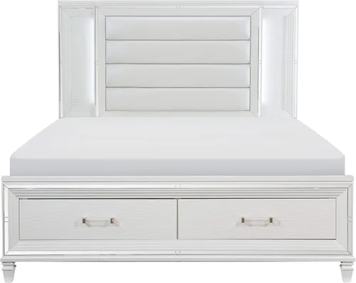 Vista 4 de Lexicon Barrett - Cama de plataforma con almacenamiento de estribo, tamaño Queen, color blanco