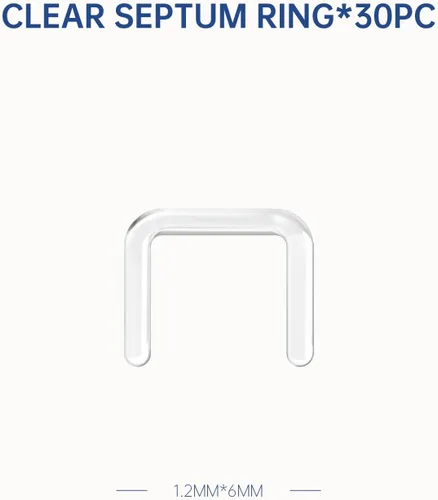 Vista 2 de 30 anillos transparentes para tabique, evitan el cierre del agujero de perforación de la nariz, retenedor de fosa nasal de 0.63 onzas, son ideales