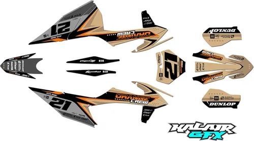 Vista 8 de Kit de gráficos para KTM Motocross de 2 tiempos 125 SX, 150 SX y 250 SX años 2019, 2020, 2021 y 2022 Orangecrew Series Cyan 16 Mil - Calcomanías