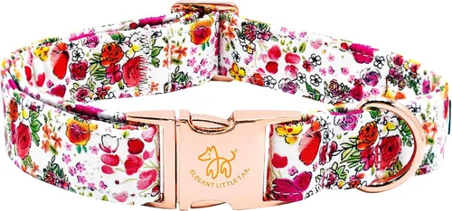 Vista 12 de Elegant little tail Collar para perro de Pascua, collar de perro con estampado de huevos de conejo, collar para mascotas, collar rosa para perros