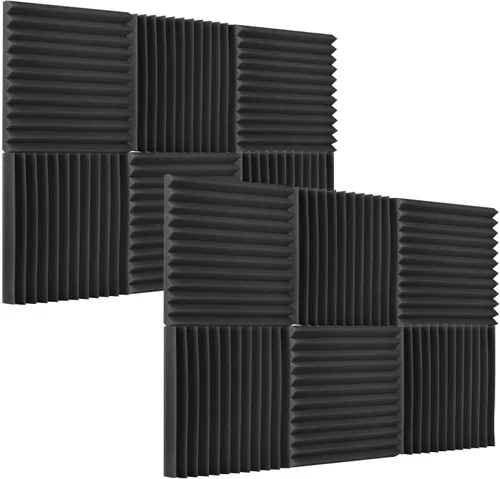 Vista 5 de Acoustic Foam Panels 12 Pack, 12x12x1 Inch Sound Absorbing Foam Dark gray