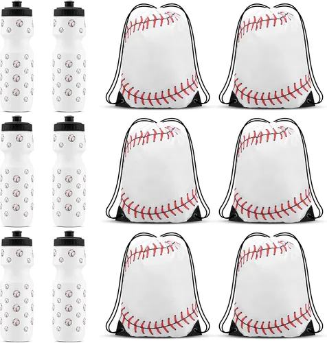 Vista 7 de Sunnyray 20 piezas de recuerdos de fiesta de béisbol de 13 x 17 pulgadas bolsa de béisbol con cordón y vaso deportivo de 24 onzas para gimnasio