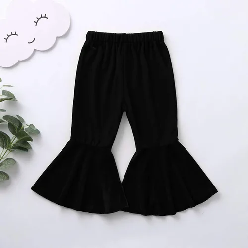 Vista 2 de Pantalones acampanados sólidos para bebés y niñas, ropa casual, leggings de galletas para niñas
