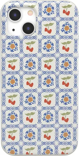 Vista 18 de Carcasa Casely para iPhone 13 Jardín Beige Flores Neutrales Compatible con MagSafe Diseño Clásico Ultra Delgado