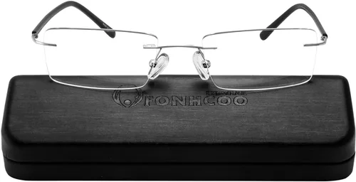 Vista 7 de FONHCOO Gafas de lectura con bloqueo de luz azul, antirayos azules, unisex, ligeras, sin marco, para computadora