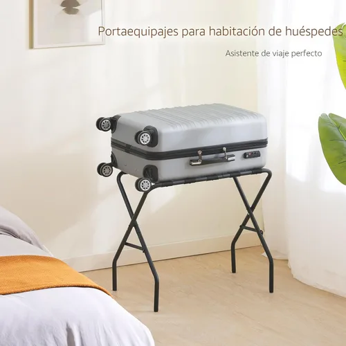 Vista 7 de AMHANCIBLE Portaequipajes, soportes plegables para maleta, juego de 2, soporte de equipaje de metal para habitación de invitados, dormitorio, hotel