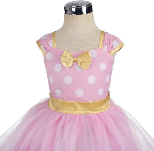 Vista 4 de Dressy Daisy - Disfraz de lunares para bebé niña, vestido de tul para fiesta de cumpleaños, con diadema, color rosa, rojo, morado, rosa intenso