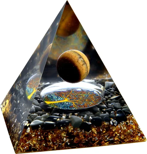 Vista 9 de Pirámide de orgón – Fuente de energía positiva para meditación, alivio del estrés, atracción de riqueza Pirámide de cristal Orgonita con cristales