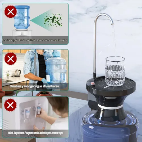 Vista 3 de Bomba dispensadora de agua automática recargable USB - para jarras de 1 a 5 galones, bomba de botella de agua eléctrica sin manos para el hogar