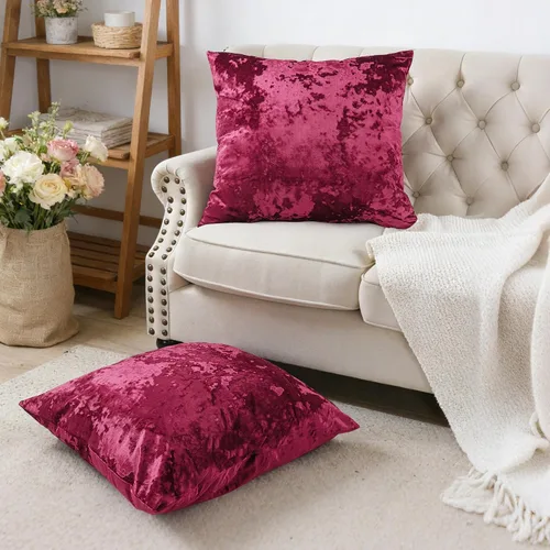 Vista 28 de Home Soft Things Funda de almohada decorativa de terciopelo triturado, 4 piezas, aguacate, 20 x 20 pulgadas, funda cuadrada de acento suave