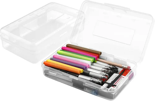 Vista 10 de Estuche para lápices, caja para lápices, estuche transparente para lápices, paquete de 3 estuches de plástico para lápices, estuche para lápices