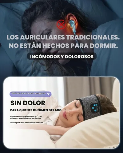 Vista 2 de Audífonos para Dormir con Diadema Bluetooth, Audífonos para Dormir con Diadema Deportiva, Audífonos para Dormir de Larga Duración con Altavoces