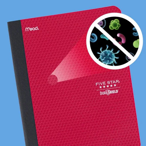 Vista 2 de Five Star DuraShield - Libros de composición con cubiertas antimicrobianas, paquete de 4, 1 materia, papel de rayas anchas, 11 x 8-1/2 pulgadas, 100
