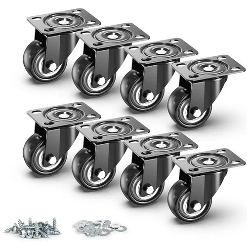 Vista 8 de HOLKIE Ruedas giratorias de 2 pulgadas – Resistente capacidad de 600 libras (paquete de 4) – Ruedas silenciosas de poliuretano sin freno – Ruedas