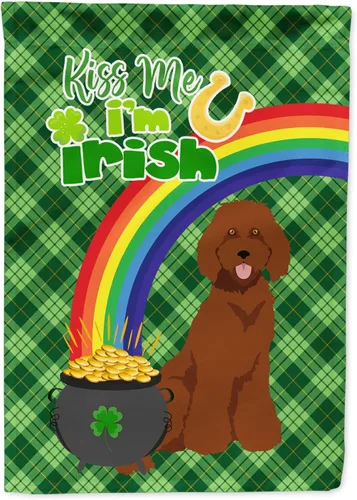 Vista 174 de Caroline's Treasures WDK4731GF - Bandera decorativa para jardín del día de San Patricio, color negro y tostado, Airedale Terrier, para jardín