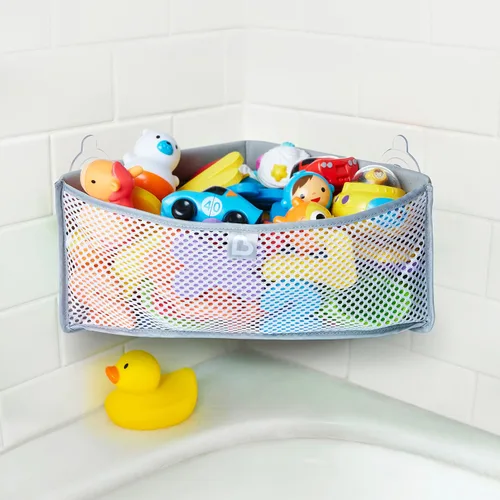 Vista 4 de Munchkin® High 'n Dry™ Organizador y almacenamiento de juguetes de baño, tapete de baño acolchado gris y Soft Spot™ para niños, gris