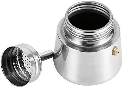 Vista 5 de Cafetera italiana de acero inoxidable, máquina de café espreeso para estufa, máquina de espreeso y olla para estufa de gas o cerámica eléctrica