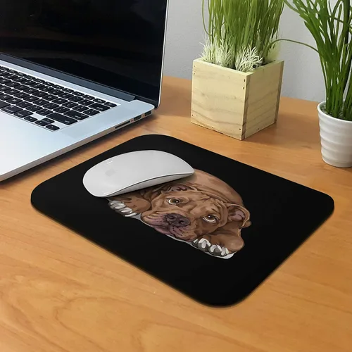 Vista 5 de WIRESTER Alfombrilla de mouse rectangular antideslizante, tapete de mouse rectangular para perro American Pit Bull Terrier acostado y mirando hacia