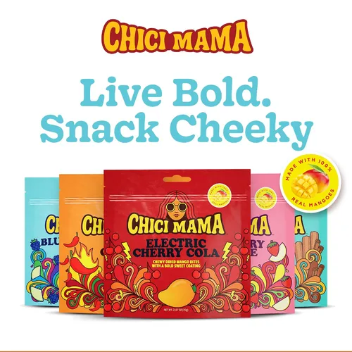 Vista 7 de Chici Mama Blue Raspberry Limeade - Bocadillos de mango, paquete de 2 – Hecho con mango real Golosinas masticables y jugosas alternativas Sin