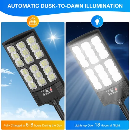 Vista 3 de Farolas solares para exteriores, luces LED solares de 20000 lm con control remoto, luces con sensor de movimiento, para exteriores, patio, garaje
