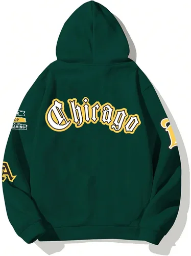 Vista 2 de SHENHE Sudadera con capucha con capucha y cordón ajustable para hombre con estampado gráfico y cremallera