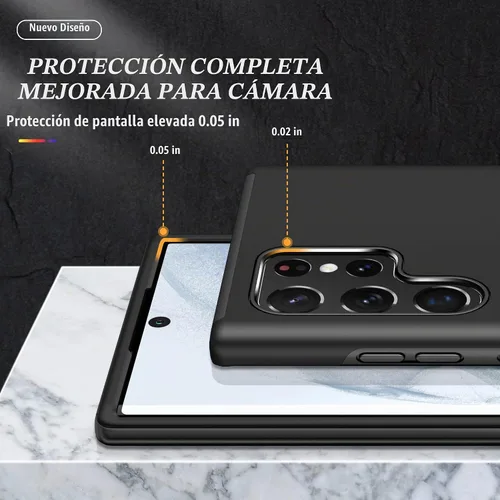 Vista 3 de Funda para Samsung Galaxy S22 Ultra, S22 Ultra con protector de pantalla de TPU flexible autorreparable [2 unidades], funda invisible de grado YX