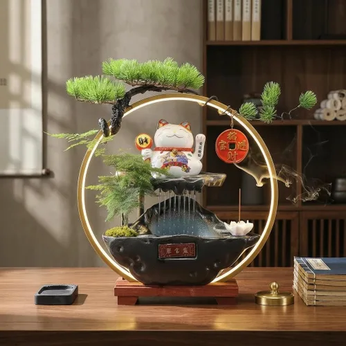 Vista 9 de Lucky Figurines - Estatua de brazo agitado de gato, gato chino de la fortuna, gato japonés de buena suerte para el hogar, oficina, tienda, brazo