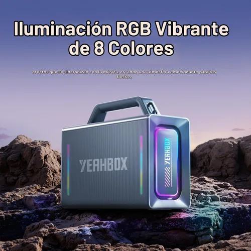 Vista 7 de Yeahbox Thunder 500 Altavoz de Fiesta – Sistema PA Bluetooth de Potencia Máxima de 200W con Micrófonos Inalámbricos Duales, Tarjeta de Sonido DSP