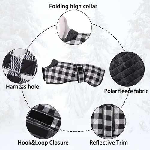 Vista 2 de Geyecete Abrigo impermeable para perro Greyhound Whippet Lurcher con forro polar cálido en el interior, ropa para perros al aire libre con bandas