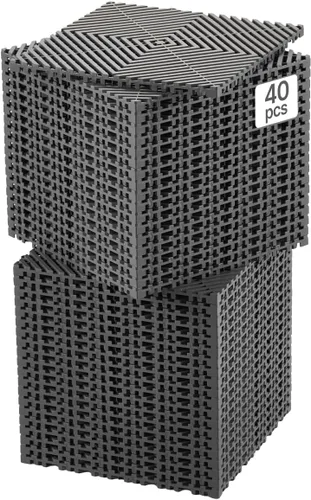 Vista 13 de VEVOR Tapete de Drenaje Entrelazado, Cojín Modular Entrelazado de 12" x 12", 12 Piezas de Tapetes de Drenaje de Empalme, Baldosa de Piso de Drenaje