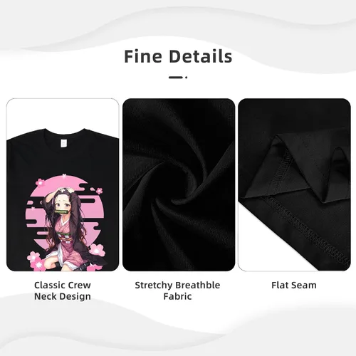 Vista 3 de Anime T-Shirts for Men and Women, Casual Anime Shirts Crew Neck Cotton Top Tee, Novelty Short Sleeves for Adults
