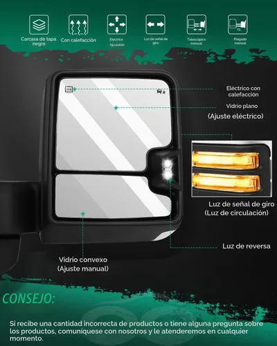 Vista 2 de SCITOO Espejos de remolque compatibles con Chevy 2019-2022 para Chevy para Silverado para GMC para Serria 2500 3500 espejos de remolque