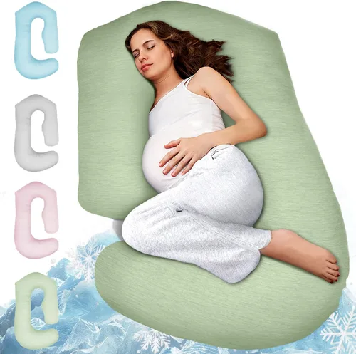 Vista 15 de Almohadas de embarazo para dormir - Almohada de cuerpo completo en forma de V C U con funda extraíble, almohada de maternidad refrescante de 57