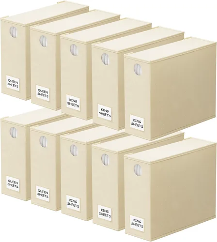Vista 16 de SpaceAid Paquete de 2 Organizadores y Almacenamiento de Sábanas, Organizador de Sábanas Plegable para Armario de Ropa Blanca, Carpeta Guardadora
