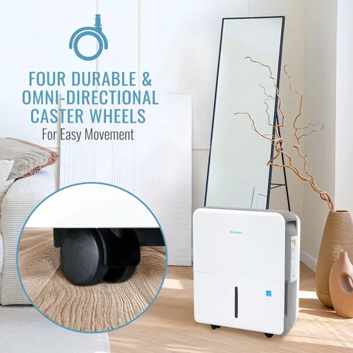 Vista 3 de Keystone Energy Star - Deshumidificador portátil de 22 pintas para habitaciones grandes de hasta 1,500 pies cuadrados con apagado automático
